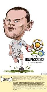 This cartoon illustration for the UEFA European Football Championship 2012 shows English footballer Wayne Rooney. Cartoons for UEFA European Football Championship 2012  pau659728_02