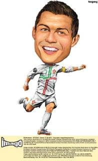 This cartoon illustration for the UEFA European Football Championship 2012 shows Portuguese footballer Cristiano Ronaldo. Cartoons for UEFA European Football Championship 2012  pau656745_09