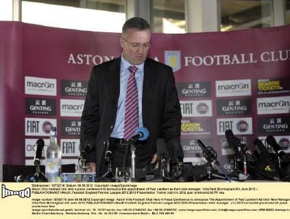 Aston Villa football club held a press conference to announce the appointment of Paul Lambert as their new manager. Villa Park Birmingham 6th June 2012 - EDITORIAL USE ONLY. No use with unauthorised audio, video, data, fixture lists, club league logos or live services. Online in-match use limited to 120 images, no video emulation. No use in betting, games or single club league player publications.
