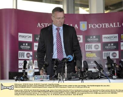 Aston Villa football club held a press conference to announce the appointment of Paul Lambert as their new manager. Villa Park Birmingham 6th June 2012 - EDITORIAL USE ONLY. No use with unauthorised audio, video, data, fixture lists, club league logos or live services. Online in-match use limited to 120 images, no video emulation. No use in betting, games or single club league player publications.
