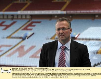 Aston Villa football club held a press conference to announce the appointment of Paul Lambert as their new manager. Villa Park Birmingham 6th June 2012 - EDITORIAL USE ONLY. No use with unauthorised audio, video, data, fixture lists, club league logos or live services. Online in-match use limited to 120 images, no video emulation. No use in betting, games or single club league player publications.