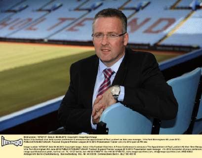 Aston Villa football club held a press conference to announce the appointment of Paul Lambert as their new manager. Villa Park Birmingham 6th June 2012 - EDITORIAL USE ONLY. No use with unauthorised audio, video, data, fixture lists, club league logos or live services. Online in-match use limited to 120 images, no video emulation. No use in betting, games or single club league player publications.