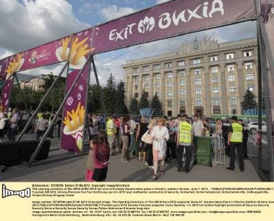 The opening ceremony of the UEFA EURO 2012 fan zone at Svobody Square takes place in Kharkiv, eastern Ukraine, June 7, 2012. - 