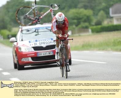 Remy DI GREGORIO ( FRA Cofidis - Le Credit en Ligne ) - Aktion - quer - Event: Criterium du Dauphine - 4.Etappe - Villie Morgon nach Bourg-en-Bresse 53.5 km Einzelzeitfahren - Contre la Montre - Time Trial - Location: Bourg en Bresse - Frankreich - Europa - Datum: 07.06.2012 - Contact