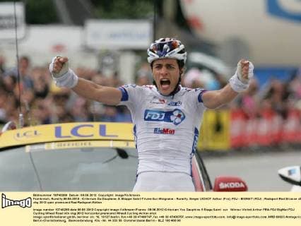 Frankreich, Rumilly 08.06.2012 : Criterium Du Dauphine, 5. Etappe Saint-Trivier-Sur-Moignans - Rumilly, Sieger VICHOT Arthur (Fra), FDJ - BIGMAT (FDJ)