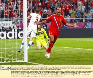 Roman Shirokov of Russia celebrates scoring his side s second goal..Euro 2012 Group Stage (Group A) match, Russia v Czech Republic at the Municipal Stadium, Wroclaw, Poland on the 8th June 2012. Pic Jake Badger SPORTIMAGE... EDITORIAL USE ONLY. No use with unauthorised audio, video, data, fixture lists, club league logos or live services. Online in-match use limited to 120 images, no video emulation. No use in betting, games or single club league player publications.
