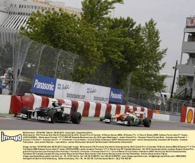 Motorsports: FIA Formula One World Championship 2012, Grand Prix of Canada, 19 Bruno Senna (BRA, Williams F1), 11 Paul di Resta (GBR, Sahara Force India F1 Team), xHOCHxZWEIx
