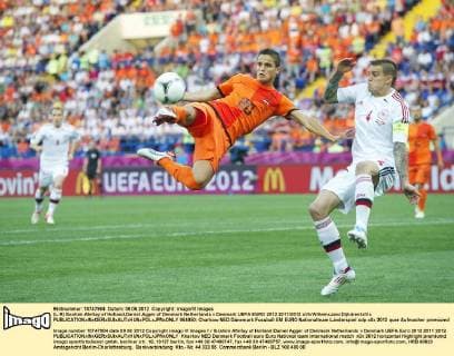 (L-R) Ibrahim Afellay of Holland,Daniel Agger of Denmark Netherlands v Denmark UEFA EURO 2012 2011 2012 xVIxWillemxJanxDijkdrentxIVx 964850