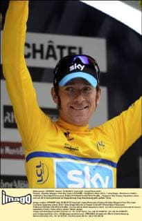 Podium : Bradley Wiggins from Sky Team CYCLISME : Dauphine Libere 2012 - 7 eme Etape - Morzine to Chatel - 10 06 2012 PhotoNews Panoramic 