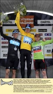 Podium : Michael Rogers - Bradley Wiggins from Sky Team - Cadel Evans from BMC CYCLISME : Dauphine Libere 2012 - 7 eme Etape - Morzine to Chatel - 10 06 2012 PhotoNews Panoramic 
