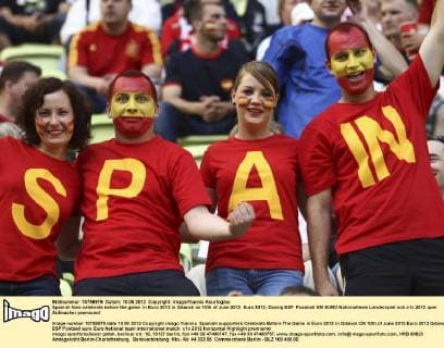 Spanish fans celebrate before the game in Euro 2012 in Gdansk on 10th of June 2012 Euro 2012