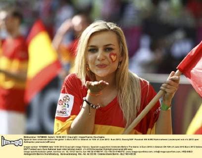 Spanish fans celebrate before the game in Euro 2012 in Gdansk on 10th of June 2012 Euro 2012