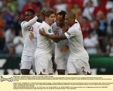 (L-R) Danny Welbeck of England,Steven Gerrard of England,Joleon Lescott of England,Glen Johnson of England France v England UEFA EURO 2012 2011 2012 xVIxHenkxJanxDijksxIVx 970332