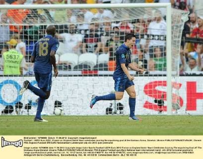 Football - UEFA Euro 2012 - France vs. England Samir Nasri celebrates scoring the equalising goal at the Donbass Arena, Donetsk, Ukraine 