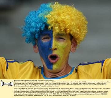 On June 11, on the Olimpiyskiy National Complex the national team of Ukraine played the first match in Group D in the Euro 2012 European football championship finals. Ukraine celebrates a 2-1 victory. (The score was 0-0 after the first half)  EN_01032800_0068