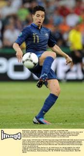 ITAR-TASS: DONETSK, UKRAINE. JUNE 11, 2012. France s Samir Nasri seen during a Euro 2012 Group D football match against England at Donbass Arena. The game ended in a 1-1 draw.  RE100CE9