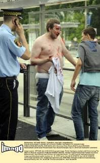 POLISH HOOLIGANS CLASHED WITH POLICE DURING THE MARCH OF RUSSIAN FANS  RCR120612_016