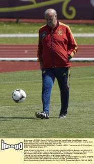 EURO 2012 - POLAND - Gniewino - 13 JUNE 2012 - Spain National Team official MD-1 training. Spain National Team coach Vicente del Bosque with the ball. 