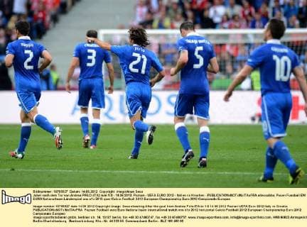 Jubel nach dem Tor von Andrea PIRLO (ITA) zum 1:0 - 14.06.2012, Poznan - UEFA EURO 2012 - Italien vs Kroatien - allexsabba