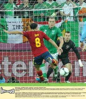 XAVI HERNANDEZ , RICHARD DUNNE AND SHAY GIVEN The Euro 2012 championships group C football match Spain vs Ireland on June 14, 2012 in Gdansk, Poland.  EN_01033491_0008