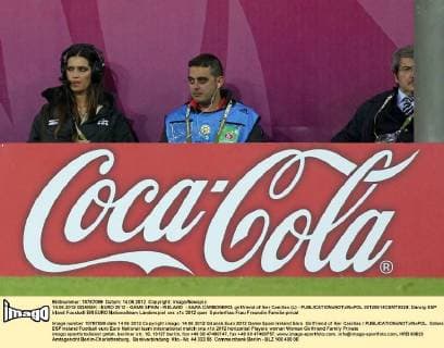 14.06.2012 GDANSK - EURO 2012 - GAME SPAIN - IRELAND - SARA CARBONERO, girlfriend of Iker Casillas (L) -  20120614CSMT8329