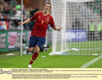 14.06.2012 GDANSK - EURO 2012 - GAME SPAIN - IRELAND - FERNANDO TORRES - Torjubel -  20120614CSLG0034