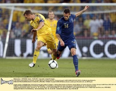 (L-R) Andriy Shevchenko of Ukraine, Jeremy Menez of France Ukraine v France Group D: UEFA EURO 2012 2011 2012 xVIxHenkxJanxDijksxIVx 978249