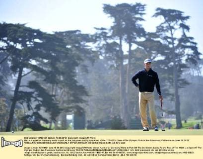 Martin Kaymer of Germany waits to putt on the 3rd green during round two of the 112th U.S. Open at the Olympic Club in San Francisco, California on June 15, 2012.  SFP20120615321