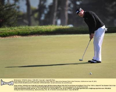 Hunter Mahan putts on the 3rd green during round two of the 112th U.S. Open at the Olympic Club in San Francisco, California on June 15, 2012.  SFP20120615327