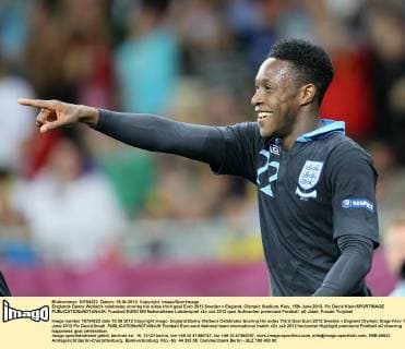 Englands Danny Welbeck celebrates scoring his sides third goal Euro 2012 Sweden v England, Olympic Stadium, Kiev, 15th June 2012. Pic David Klein SPORTIMAGE EDITORIAL USE ONLY. No use with unauthorised audio, video, data, fixture lists, club league logos or live services. Online in-match use limited to 120 images, no video emulation. No use in betting, games or single club league player publications.