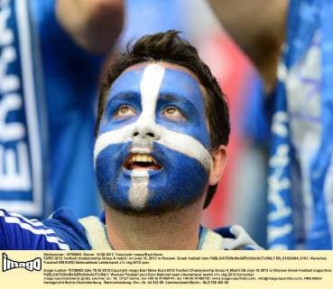 EURO 2012: football championship Group A match on June 16, 2012 in Warsaw. Greek football fans  EN_01032404_0101