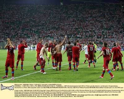 FUSSBALL - EURO 2012, CZE vs POL BRESLAU,POLEN,16.JUN.12 - FUSSBALL - UEFA Europameisterschaft 2012 in Polen und der Ukraine, Länderspiel, Gruppenphase, Tschechien vs Polen. Bild zeigt den Jubel von CZE. 