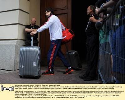 WARSAW, POLAND. JUNE 17, 2012. Russia s defender Roman Sharonov outside the Bristol Hotel. Russia failed to reach the Euro 2012 quaterfinal after losing 0-1 in a Group Stage match against Greece.  RE101584