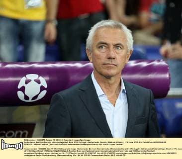 Netherlands Bert Van Marwijk looks on dejected..Euro 2012 Portugal v Netherlands, Metalist Stadium, Kharkiv, 17th June 2012. Pic David Klein SPORTIMAGE EDITORIAL USE ONLY. No use with unauthorised audio, video, data, fixture lists, club league logos or live services. Online in-match use limited to 120 images, no video emulation. No use in betting, games or single club league player publications.