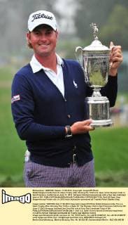 Webb Simpson holds the U.S. Open Trophy after winning the 112th U.S. Open at the Olympic Club in San Francisco, California on June 17, 2012. Simpson finished one-over-par with a four day combined total of 281.  SFP20120617126