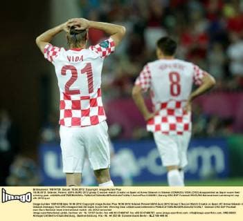 18.06.2012. Gdansk, Poland. UEFA EURO 2012 group C soccer match Croatia vs Spain at Arena Gdansk in Gdansk DOMAGOJ VIDA (CRO) disappointed as Sapin score their winning goal. xADAMxJASTRZEBOWSKIx  ActionPlus11292581