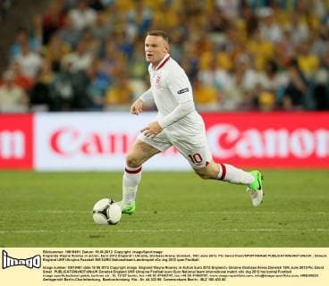 Englands Wayne Rooney in action..Euro 2012 England v Ukraine, Donbass Arena, Donetsk, 19th June 2012. Pic David Klein SPORTIMAGE EDITORIAL USE ONLY. No use with unauthorised audio, video, data, fixture lists, club league logos or live services. Online in-match use limited to 120 images, no video emulation. No use in betting, games or single club league player publications.