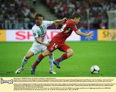 Vaclav Pilar in action for Czech Republic during the European Championship Quarter Final game between Portugal and Czech Republic from the Stadium. xAnthonyxStanleyx  ActionPlus20250123