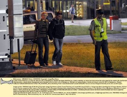 A body found floating in a canal on June 20, 2012 in Bygdoszcz, Poland has been identified by a family member as that of an Irish soccer fan who came to the country for the European Championship. James Nolan disappeared early Sunday in the northern city of Bydgoszcz. Members of James Nolan s family arriving on June 20, 2012 in Bydgoszcz, Poland.  EN_01034336_0012