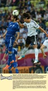 GDANSK, June 22, 2012 - Sami Khedira (R) of Germany vies with Giorgos Samaras of Greece during the quarterfinal match between Germany and Greece at the Euro 2012 football championships in Gdansk, Poland, June 22, 2012. EURO 2012 FOOTBALL CHAMPIONSHIPS 