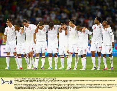 Football - European Championships 2012 - England vs. Italy England line up as they face penalties at the Olympic Stadium, Kiev 