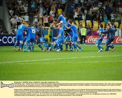 24.06.2012 , Kiev - Penalty shoot out to complete the European Championship QuarterFinal game between England and Italy at the Olympic Stadium, Kiev. Italy start to celebrate as they beat England on the penalty shoot-out xAnthonyxStanleyx  ActionPlus11295444