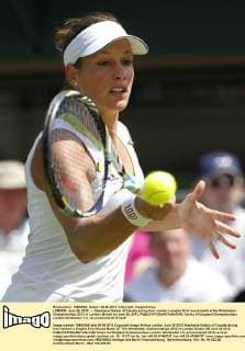 LONDON, June 26, 2012 - -- Stephanie Dubois of Canada during their women s singles first round match at the Wimbledon Championships 2012 in London, Britain on June 26, 2012. 