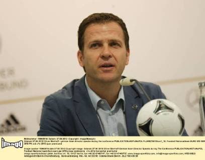 Gdansk 27.06.2012 Oliver Bierhoff - german team director speaks during the conference  FLUMI270612kon1_19