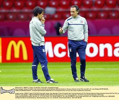 Italy manager Cesare Prandelli..Italy training session at the Warsaw National Stadium, Warsaw, Poland on the 27th June 2012. Pic Jake Badger SPORTIMAGE... EDITORIAL USE ONLY. No use with unauthorised audio, video, data, fixture lists, club league logos or live services. Online in-match use limited to 120 images, no video emulation. No use in betting, games or single club league player publications.