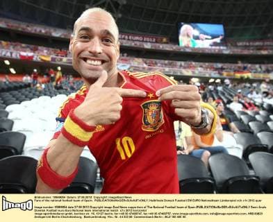 Fans of the national football team of Spain. 