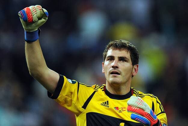 Iker Casillas of Spain celebrates victory in the penalty shoot-out at the end of the Euro 2012 Semi-Final match at Donbass Arena in Donetsk, Ukraine on June 27, 2012.  DON20120627113