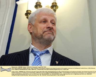 ITAR-TASS: MOSCOW, RUSSIA. MAY 27, 2012. President of the Russian football union Sergei Fursenko at the awards ceremony for the Russian Football Union s (RFU) National Prize.  RE0FF637