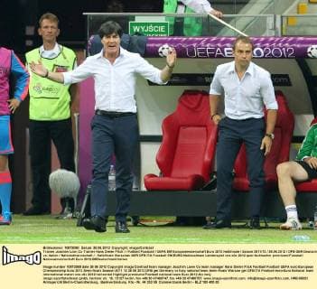 Trainer Joachim Löw, Co Trainer Hans Dieter Flick Fußball Fussball UEFA EM Europameisterschaft Euro 2012 Halbfinale Saison 2011 12 28.06.2012 DFB GER Deutschland vs. Italien Nationalmannschaft