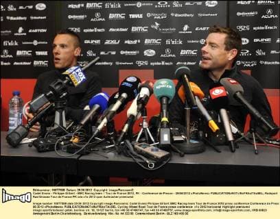 Cadel Evans - Philippe Gilbert - BMC Racing team Tour de France 2012, PK - Conference de Presse - 29 06 2012 xPhotoNewsx 